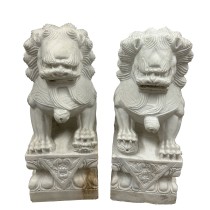 Mid-20th Century Vintage Chinese Carved Marble Stone Lion/Foo Dog