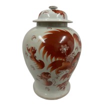 Early 20th Century Chinese Hand painted FooDog Ginger Jar