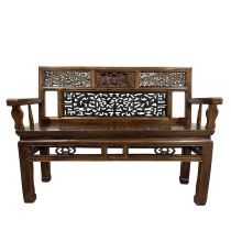 Late 19th Century Chinese Carved Hall Bench, Love Seat