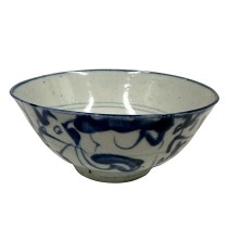 Antique Late 19th Century Chinese Blue and White Porcelain Bowl