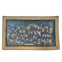Mid-20th Century Chinese Silk Embroidery Baizi Playing in Spring 