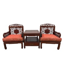 Mid 20th Century Vintage Chinese Carved Rosewood Living Room Chairs Set