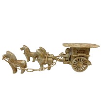 Vintage set of Chinese Jade Carved Horse Drawn Carriage Statue