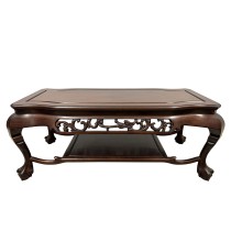 Vintage Chinese Rosewood Carved Coffee Table with Dragon Motif