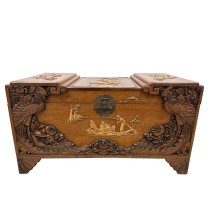 Early 20th Century Chinese Carved Camphor wood Hope Chest