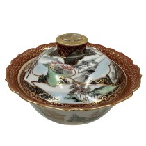 Vintage Japanese Kutani Lidded Porcelain Bowl