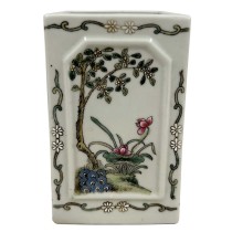Mid-20th Century Chinese Square Porcelain Vase, Pen Holder