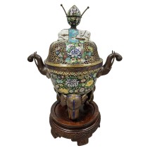 Early 20th Century Chinese Cloisonne Enameled Tripod Censor/Incense Burner