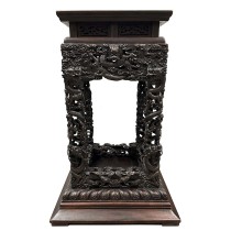 Early 20th Century Extraordinary Antique Carved Hardwood Dragon Stand