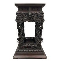 Early 20th Century Extraordinary Antique Carved Hardwood Dragon Stand