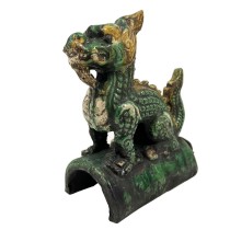 Vintage Chinese Glazed Ceramic Dragon Roof Tile