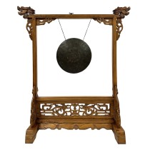 Early 20th Century Antique Chinese Table Gong With Dragon Stand