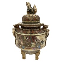 Antique Japanese Meiji Period Satsuma Incense Burner Censer