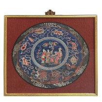 Framed Antique Chinese Qing Dynasty Embroidery 24LP111