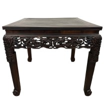 Early 20th Century Extraordinary Antique Carved Hardwood Dragon Square Table