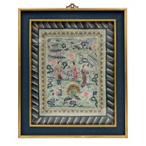 Framed Antique Chinese Qing Dynasty Embroidery 24LP114