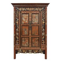 Early 20th Century Antique Chinese Carved Wedding Armoire 