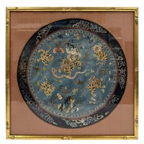Framed Antique Chinese Qing Dynasty Embroidery 24LP126