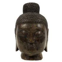 Early 20th Century Antique Chinese Carved Stone Buddha Head Sculpture