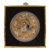 Framed Antique Chinese Qing Dynasty Embroidery 25LP007