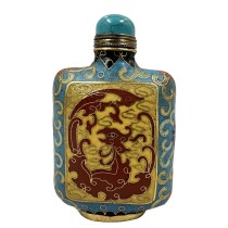 Mid 20th Century Chinese Cloisonne Snuff Bottle with Scoop