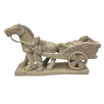 Mid-20th Century Chinese Stone Horse and Chariot Sculpture