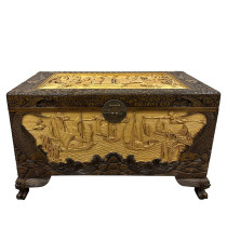 Early 20th Century Chinese Carved Camphor Wood Hope Chest