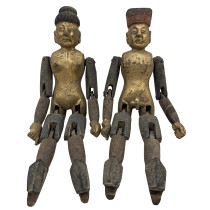 Early 20th Century Antique Chinese Gilt Carved Camphor Wood Toys