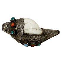 Mid-20th Century Tibetan Ritual Conch Shell Trumpet