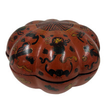 Early 20th Century antique Chinese Pumpkin Shaped lacquer box