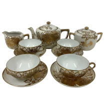 Antique Nippon Nagoya Shofu Gold Porcelain Tea set for four