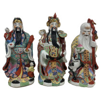 Huge set of 3 Vintage Chinese Fu Lu Shou Feng Shui Trio Gods Figurines Statues