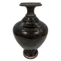 Antique Khmer Angkor period stoneware baluster vase