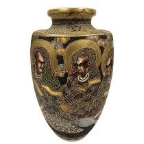 Early 20th Century Japanese Satsuma Polychrome Vase with Gilt and Figures