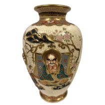 Antique Japanese Meiji Period Satsuma Earthenware Vase