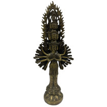 Vintage Chinese Bronze Eleven-Headed Avalokiteshvara, Kwan-yin Sculpture