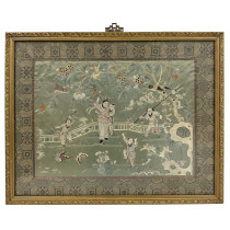 Late 19th-century framed Chinese silk embroidered panel