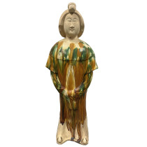 Mid Century Large Chinese Sancai glazed pottery figure - Tang court Lady