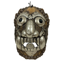 Early 20th Century Tibetan Buddhist Kapala turtle shell ritual mask