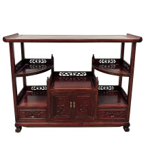 Antique Chinese Intricate Carved Hardwood Curio Cabinet, Display Shelve
