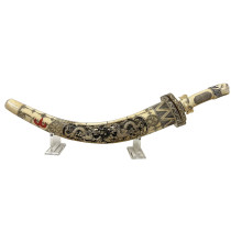 Vintage Chinese decorative hand-carved Asian short sword and scabbard