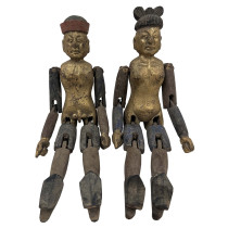 Early 20th Century Antique Chinese Gilt Carved Camphor Wood Adult Toys