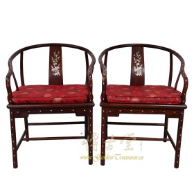 Chinese Antique Horseshoe Back Armchairs with MOP inlay- a pair 16LP51