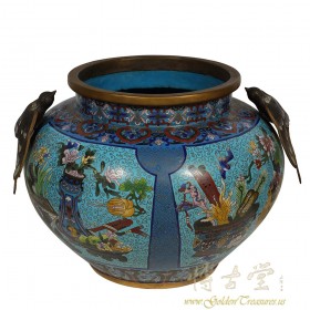 21 inches wide Antique Chinese Large Cloisonne Pot