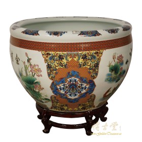 Early 20 Century Antique Chinese Famille Rose Porcelain Fish Bowl, Planter