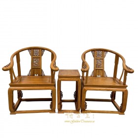 Vintage Chinese Camphor Wood Horseshoe Back Armchairs set