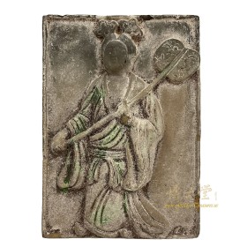 Antique Reproduction Chinese Tang Dynasty Color Painted Clay Mural Brick Beauty 
