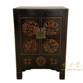 Vintage Chinese Painted Dragon Night Stand/End Table