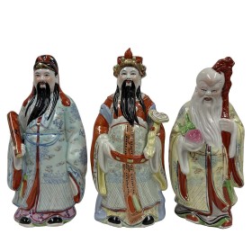 Vintage Chinese Fu Lu Shou Feng Shui Trio Gods Figurines