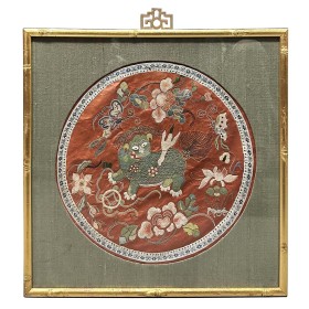 Framed Antique Chinese Qing Dynasty Embroidery 